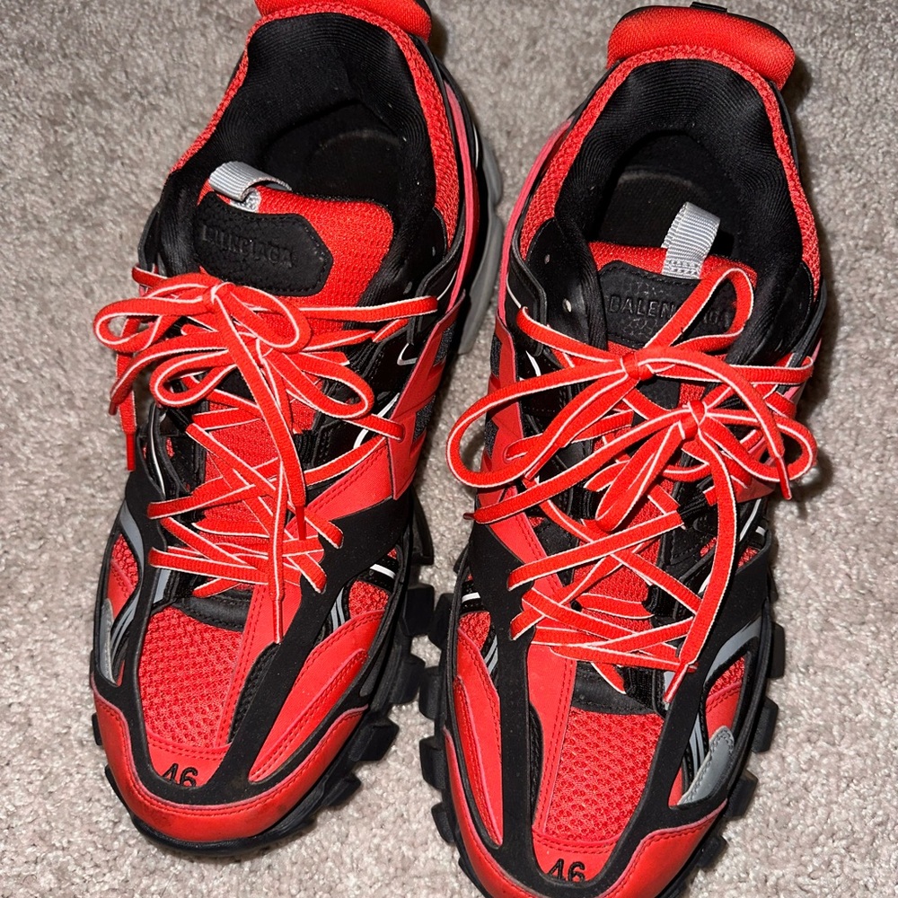 Balenciagas Men’s Red Track Sneakers (Box Included)